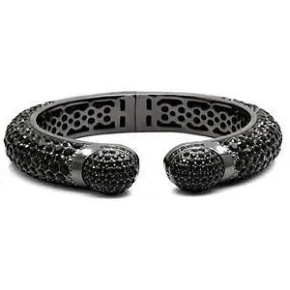 Huge Pave Set Black Ice Cz Diamond cuff statement ladies jewelry Bangle Bracelet